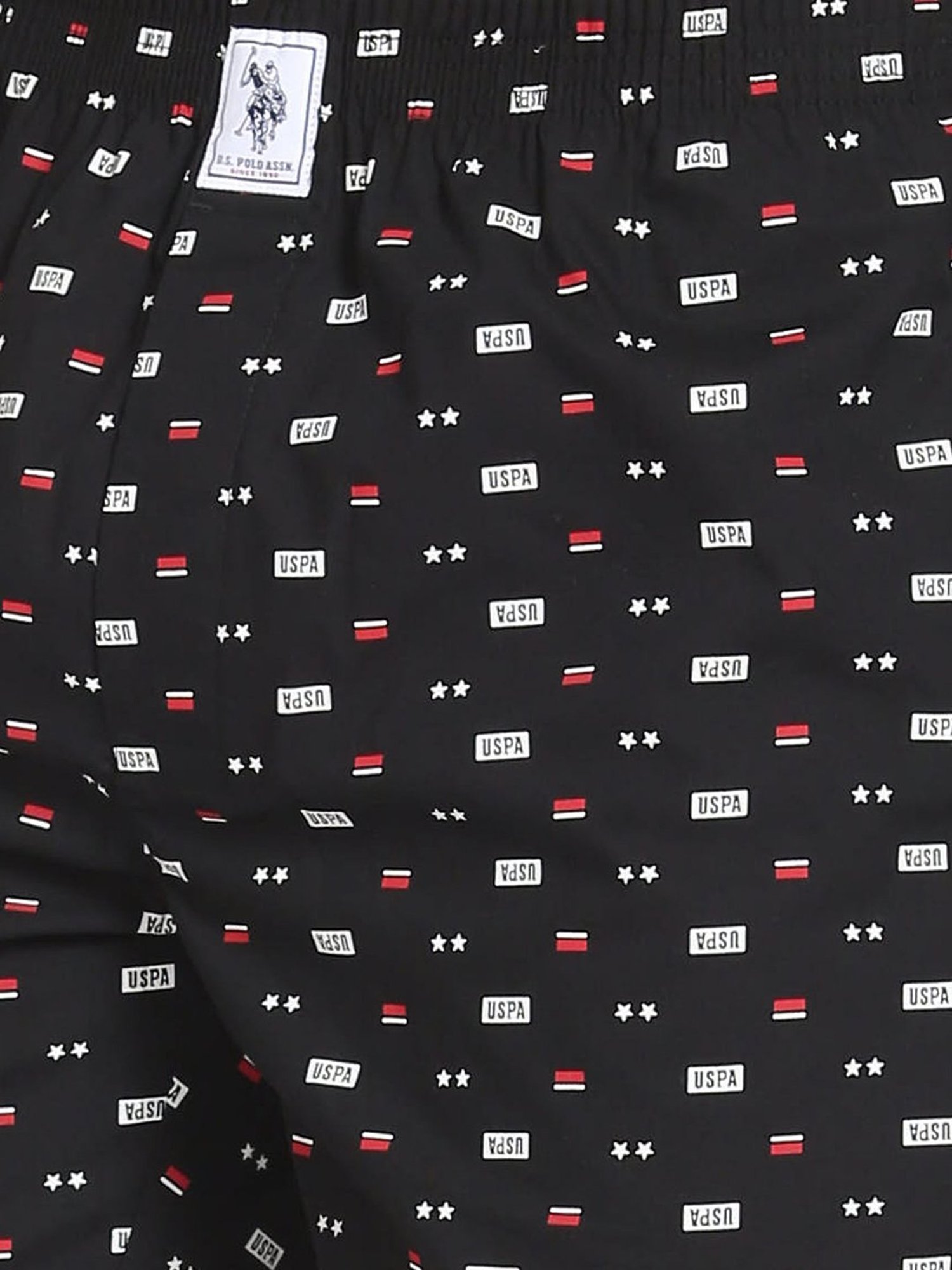 U.S. Polo Assn. Black Regular Fit Printed Cotton Boxers