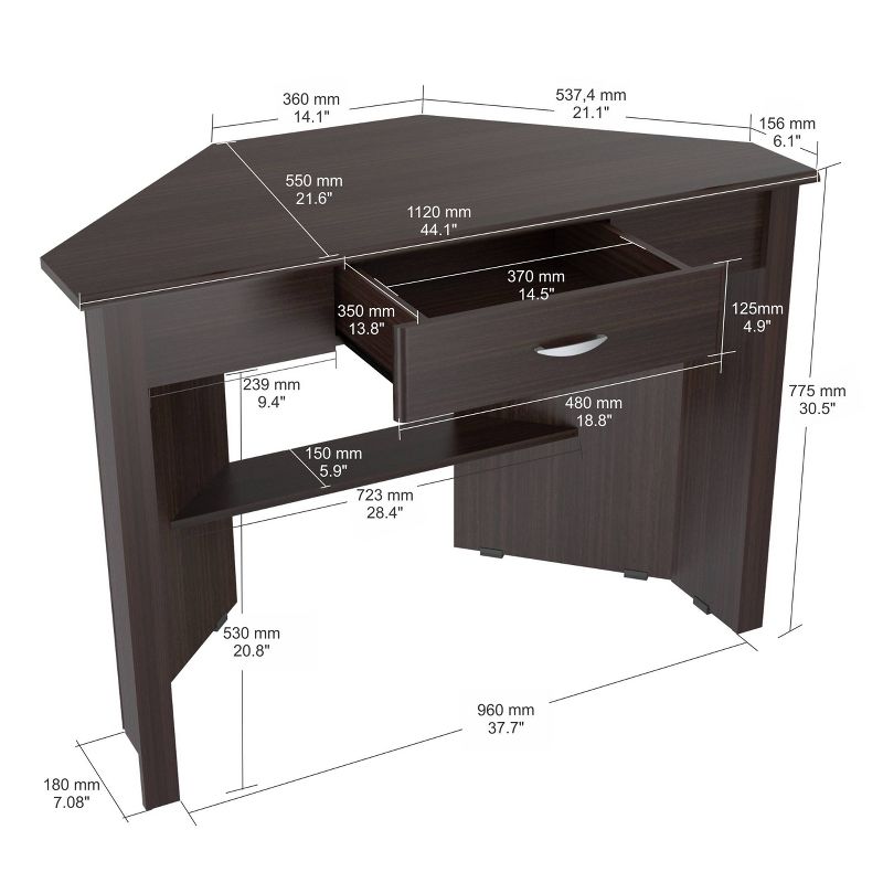 Corner Writing Desk Espresso - Inval