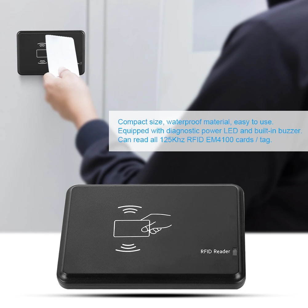 Portable 125KHz ID Card Reader Drive-Free with USB Cable Support for Windows System