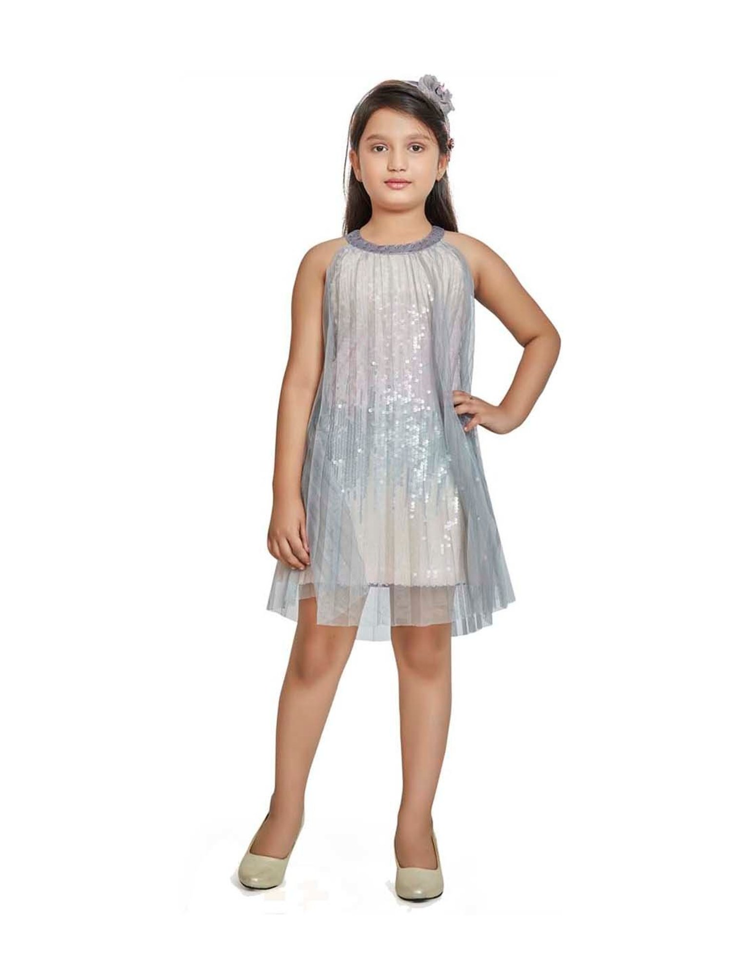 Peppermint Kids Grey Sequence Dress