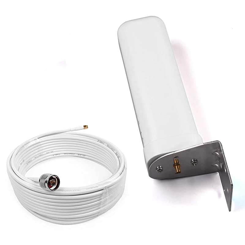 Universal Wide-Band GSM 3G 4G LTE Omni-Directional Outdoor Antenna Pole Mount with 49.2ft(15m) RG58 SMA Male to N Male 3D-FB Coax Cable for Cell Signal Boosters