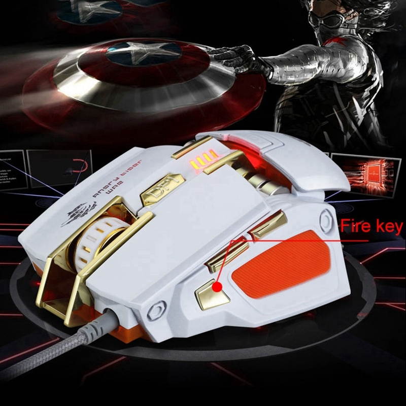 KCPDS Gaming Mouse Ergonomic Wired Mouse 7-Key RGB LED 3200 DPI USB Computer Mouse Wired Gaming Mouse with Backlight for PUBG FPS White