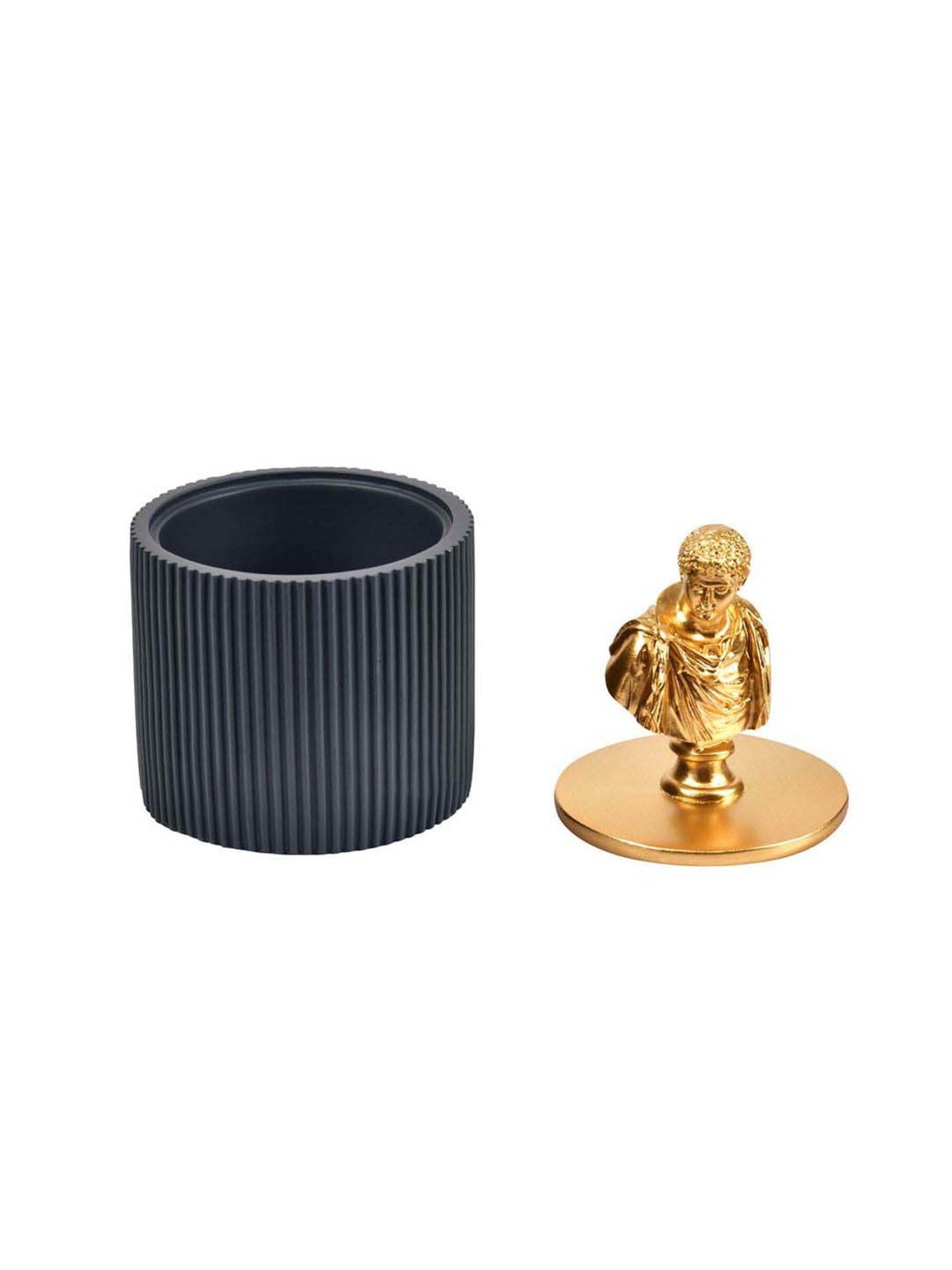 @home Grey & Gold Resin Fluted Design Mini Storage Box Organiser