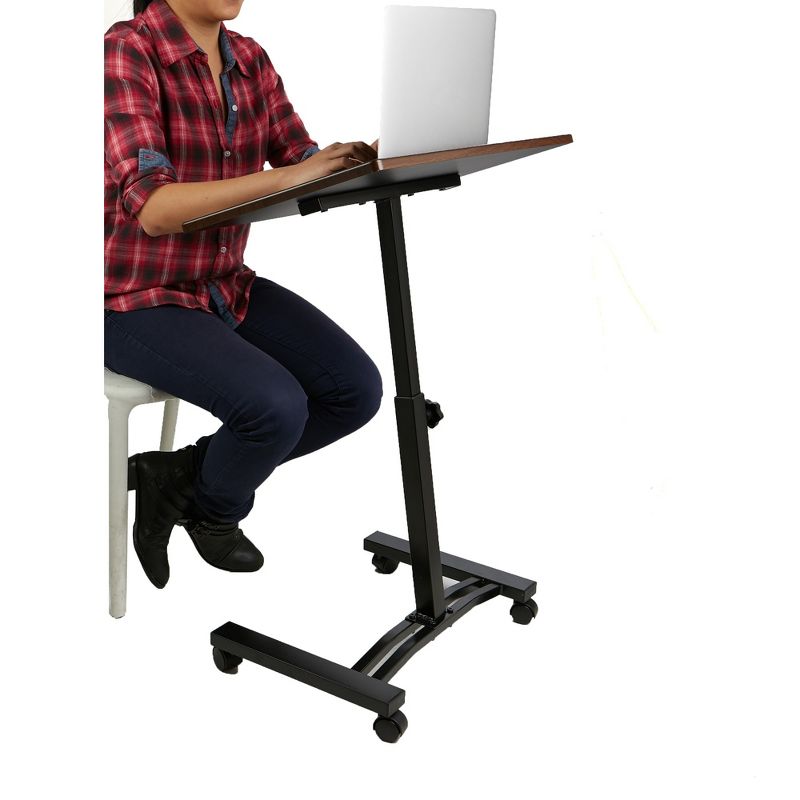 Mind Reader Adjustable Standing and Sitting Laptop Cart, Black