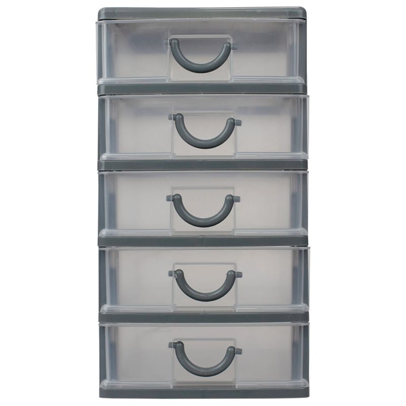 Home Basics 5 tier Plastic Drawer Organizer, Grey