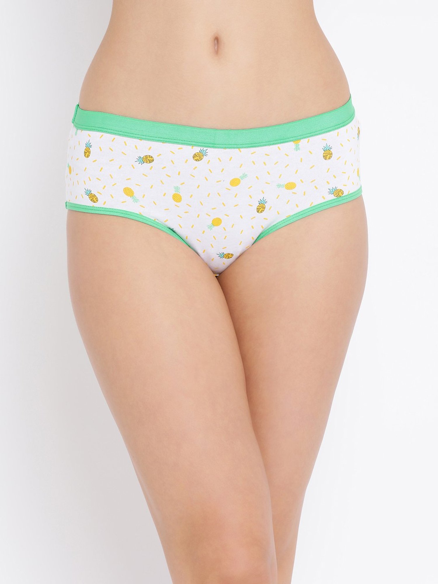 Clovia White Printed Hipster Panty