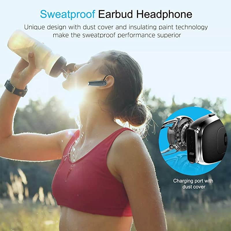 Bluetooth Earpiece Waterproof Wireless Headphone with Noise Cancelling Mic 30Hrs Talking inEar Headset HandsFree for iPhone Samsung DriverTrucker
