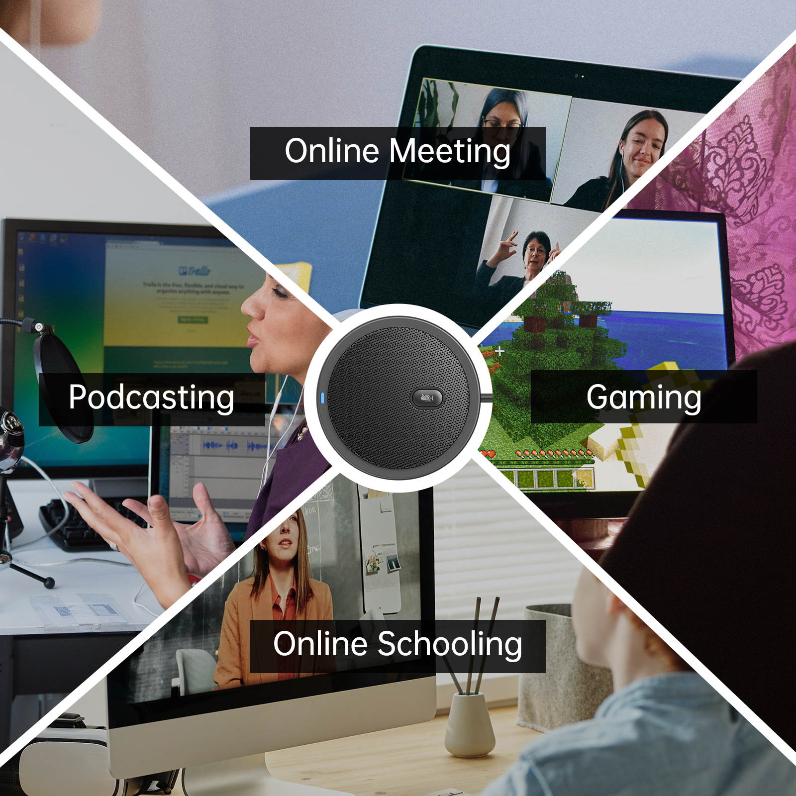 USB Omnidirectional Microphone for Computer, Works with Windows & iOS, Plug&Play PC Microphone for Zoom/Meeting/Streaming/Podcast/Gaming