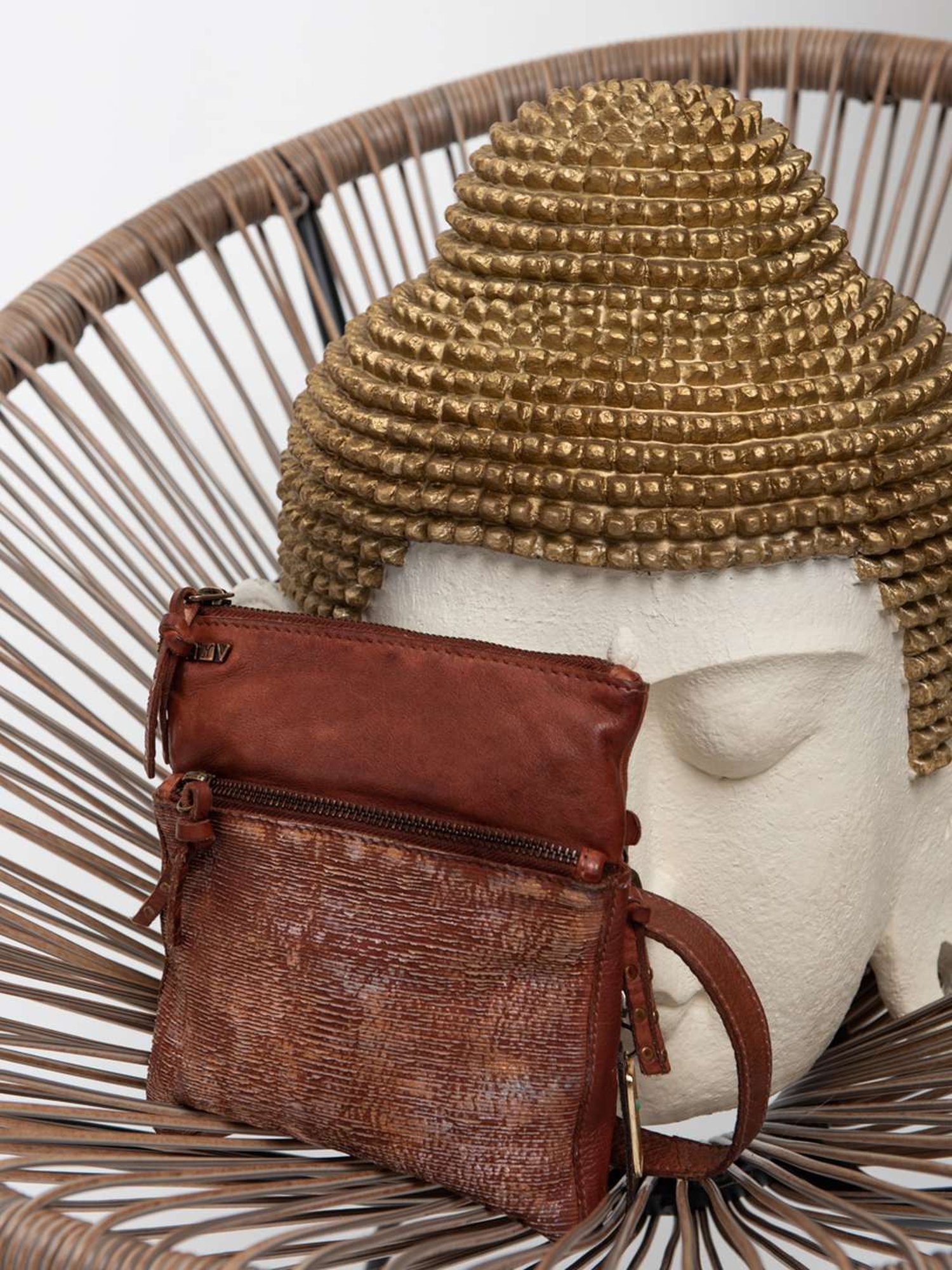 Art N Vintage Simona Cognac Leather Textured Small Sling Handbag