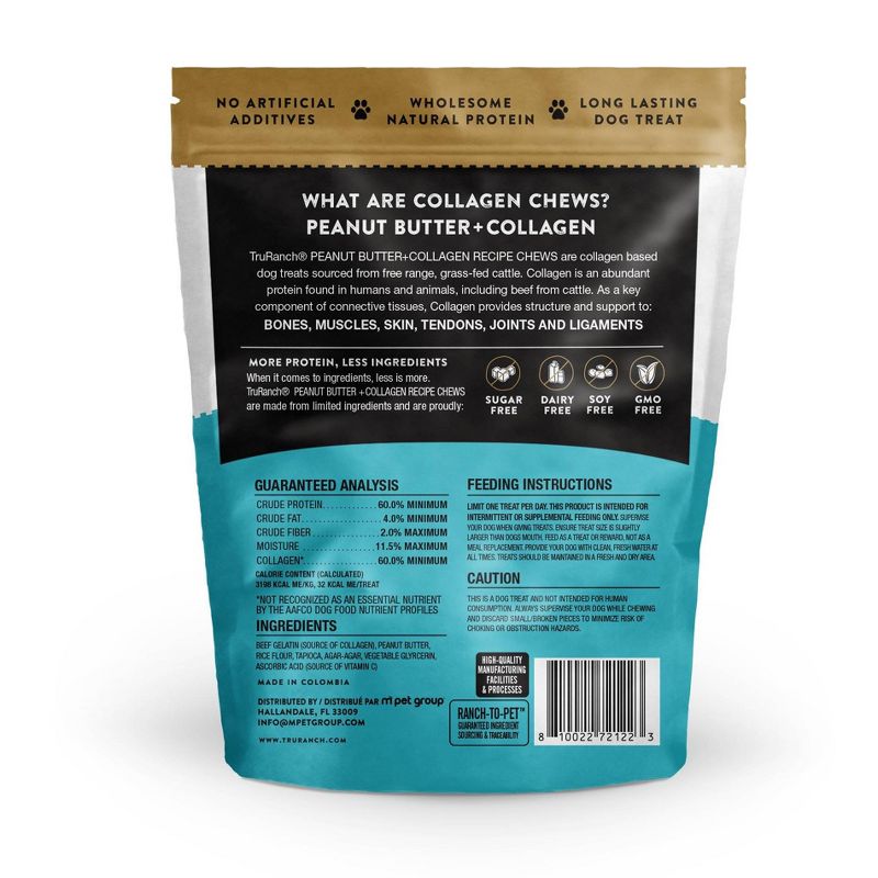 TruRanch Collagen Peanut Butter Sticks Rawhide Free Dog Treats - 15ct