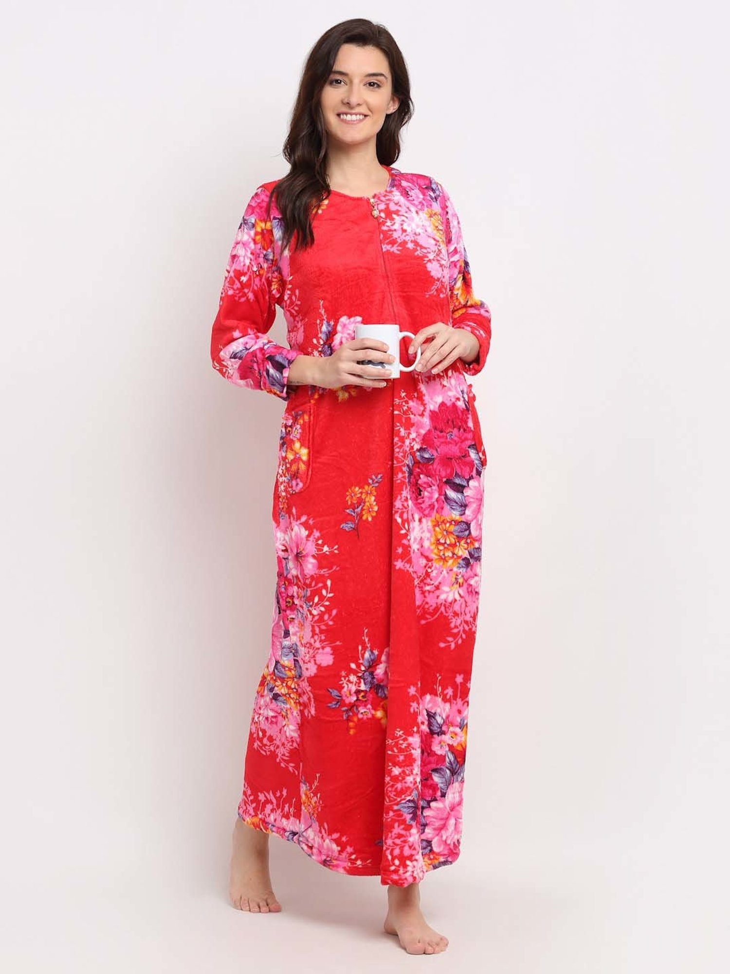 NEUDIS Pink Printed Night Gown