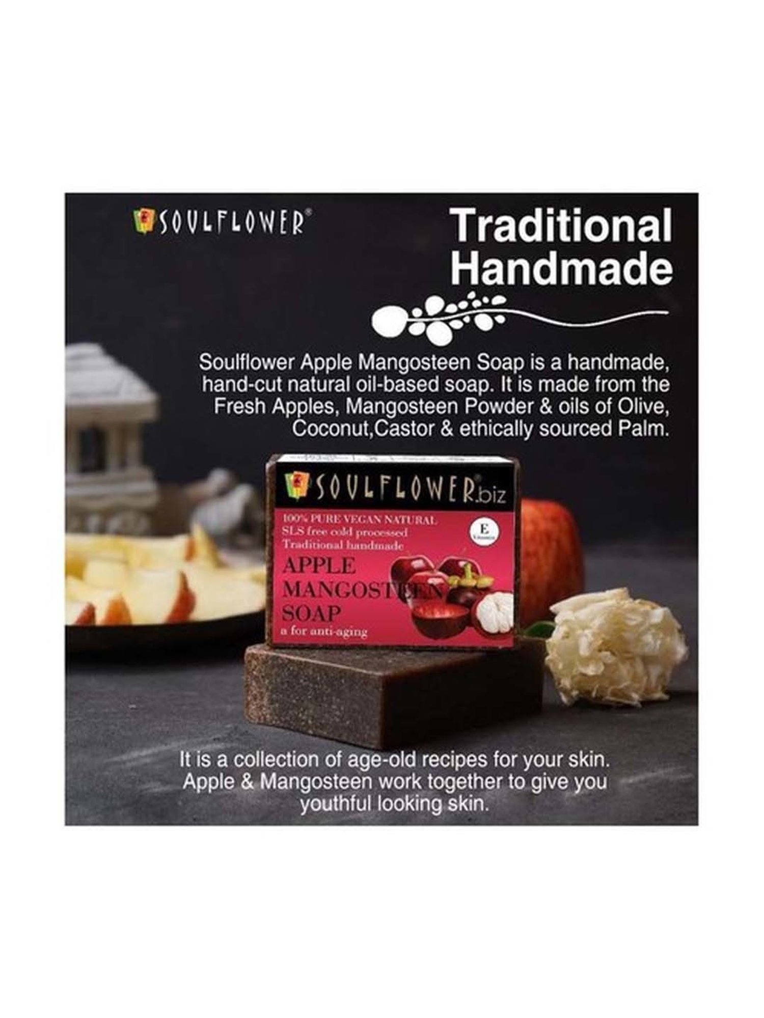 Soulflower Apple Mangosteen Soap - 150 gm