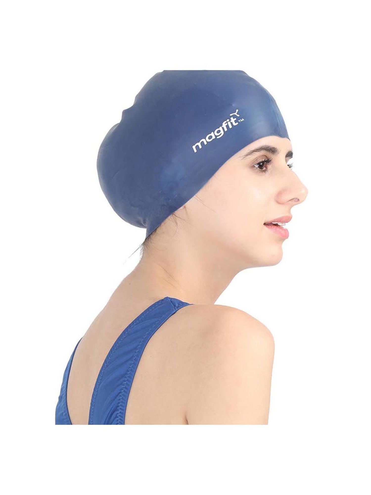 MagFit Blue Plain Silicone Swimming Cap