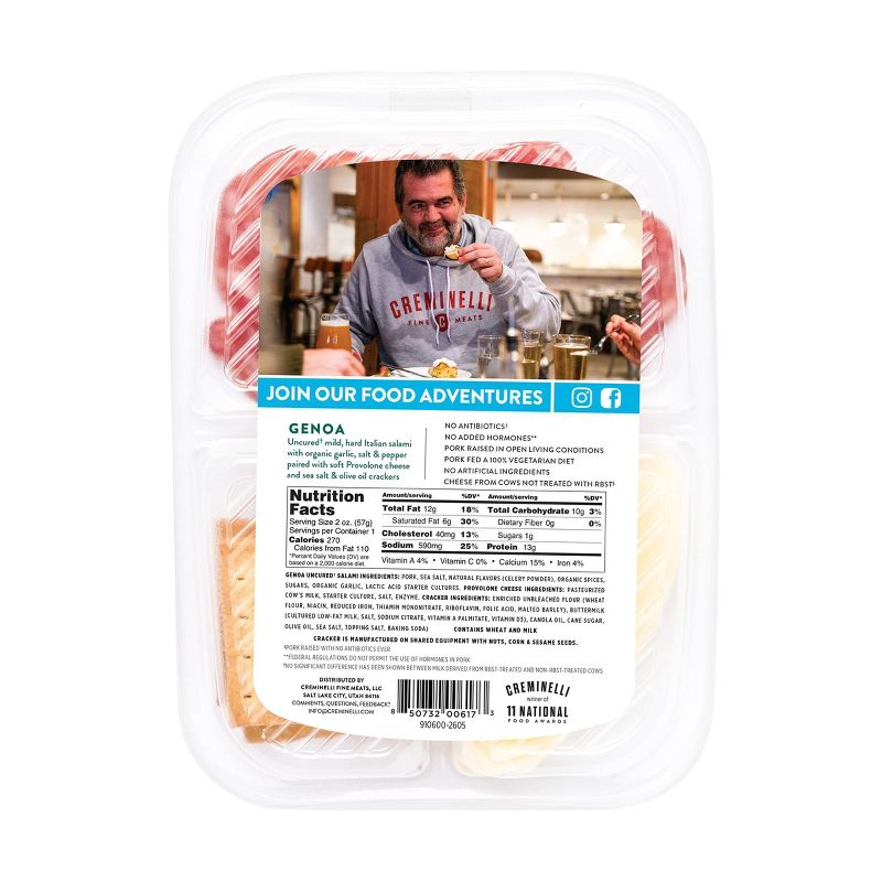 Creminelli Sliced Genoa & Provolone with Crackers - 2oz
