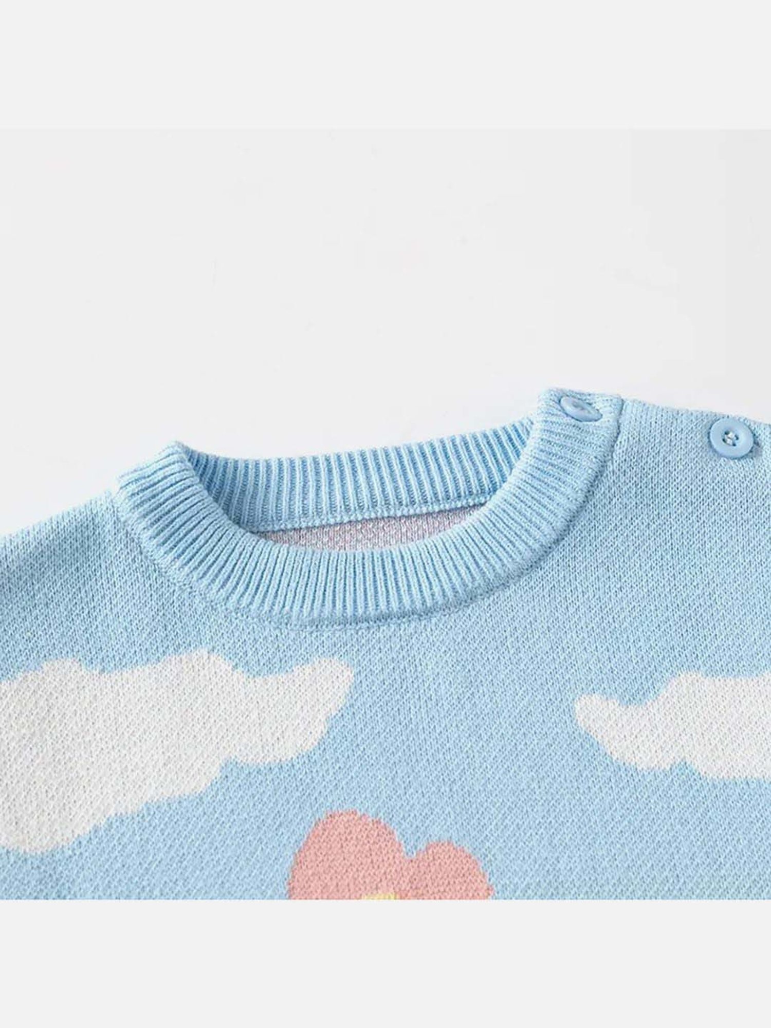 Little Surprise Box Kids Blue & Pink Floral Print Full Sleeves Sweater