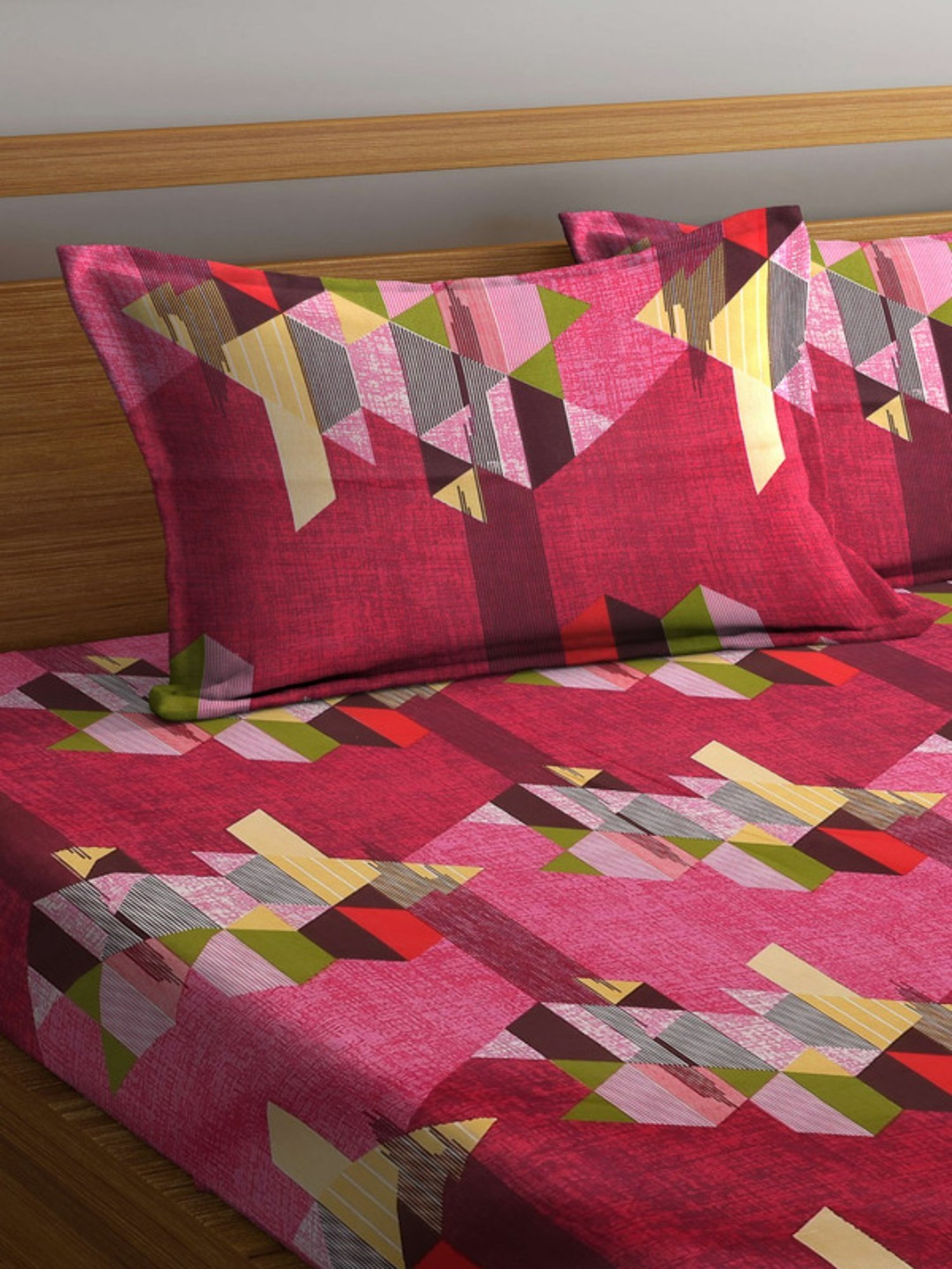 Dhrohar Printed Peach Cotton 180 TC Double Bedsheet with 2 Pillow covers