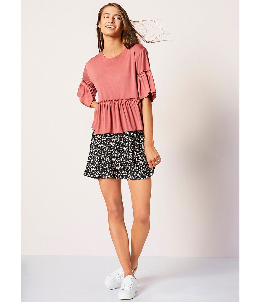 Originality Short Sleeve Boho Peplum Top