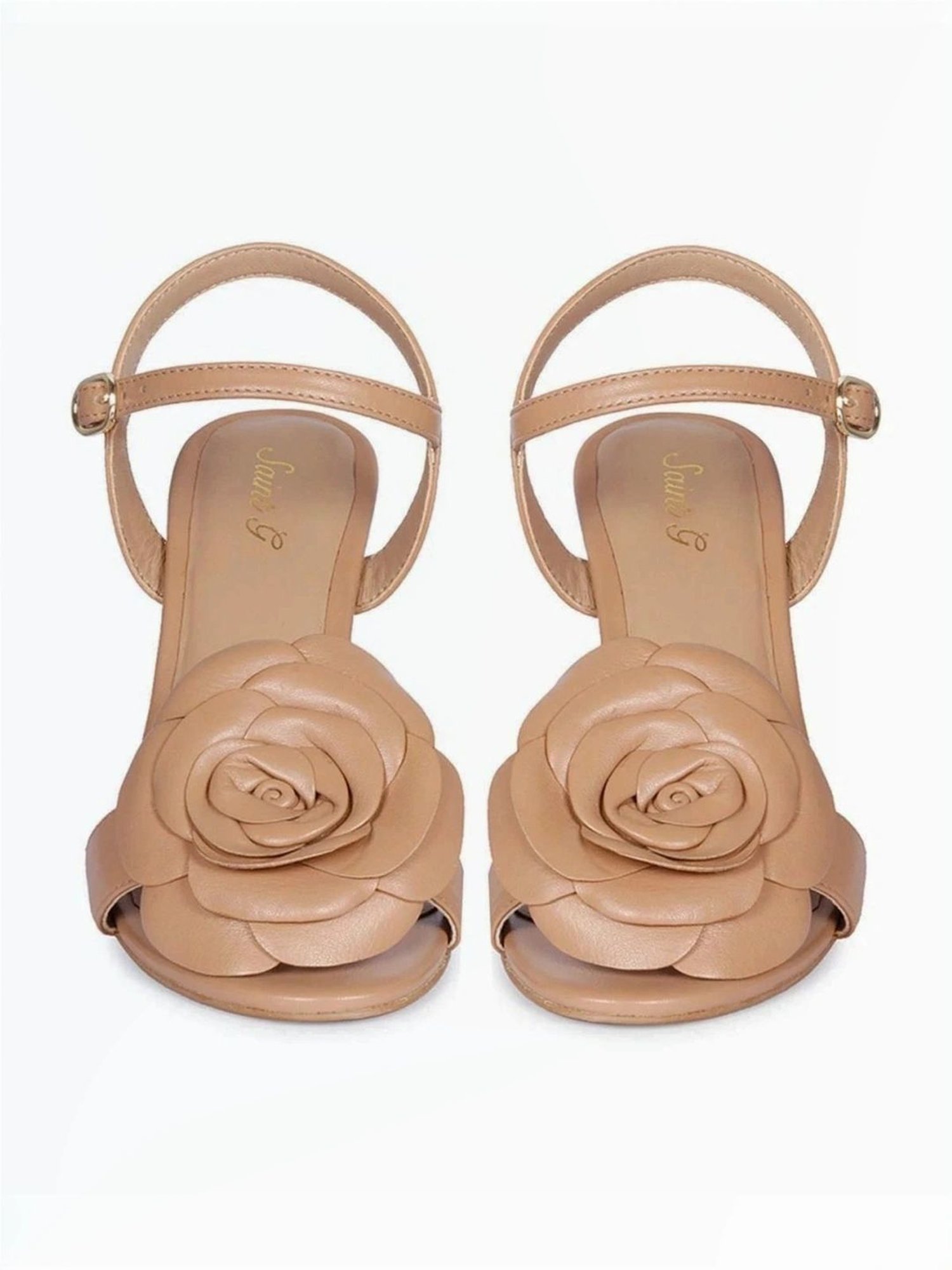 Saint G Women's Veronique Beige Ankle Strap Stilettos