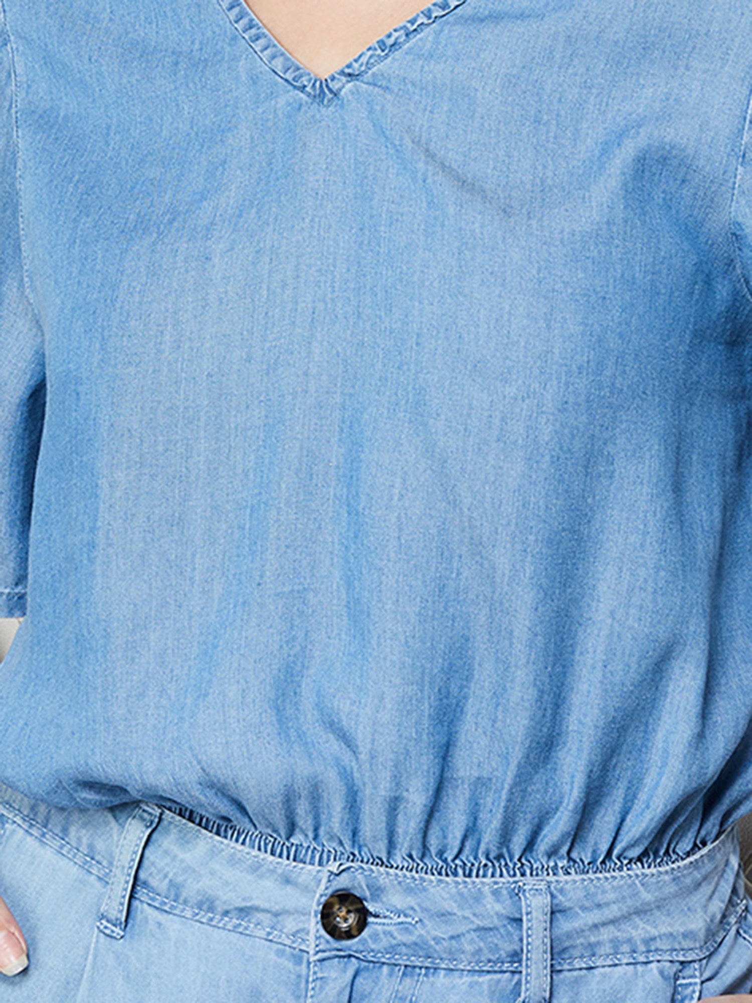 Fame Forever by Lifestyle Blue Cotton Regular Fit Top