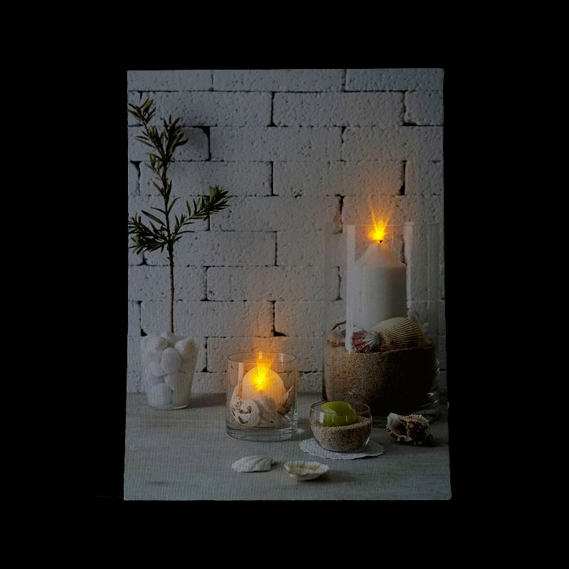 Northlight LED Lighted Spring Bamboo Candle in Vase Canvas Wall Art 15.75" x 11.75"