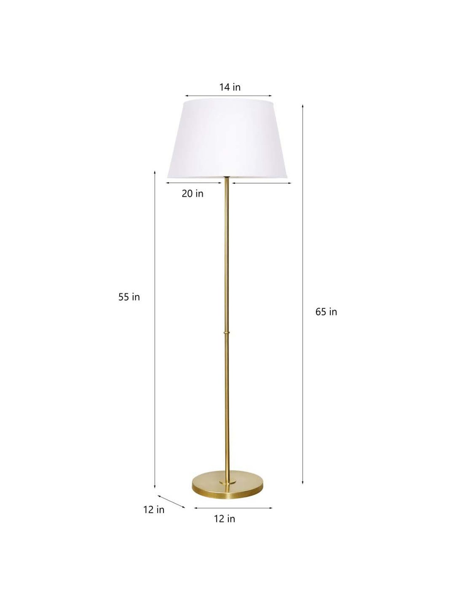 Kapoor E Illuminations Maserlo Shine Brass Metal Single Light Floor Lamp