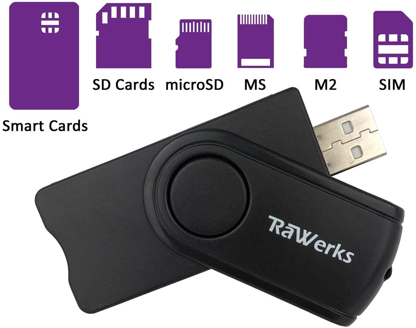 RaWerks SIM Card Reader with SIM Adapters, SIM Deleted Text Recovery Software, and SIM Editing Software