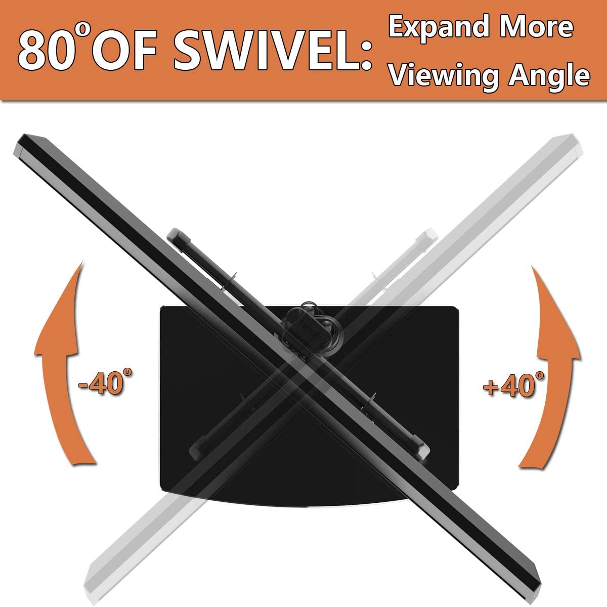 Universal Swivel TV Stand/Base Table Top TV Stand 32 to 65 inch TVs 80 Degree Swivel, 4 Level Height Adjustable, Heavy Duty Tempered Glass Base, Holds up to 99lbs Screens