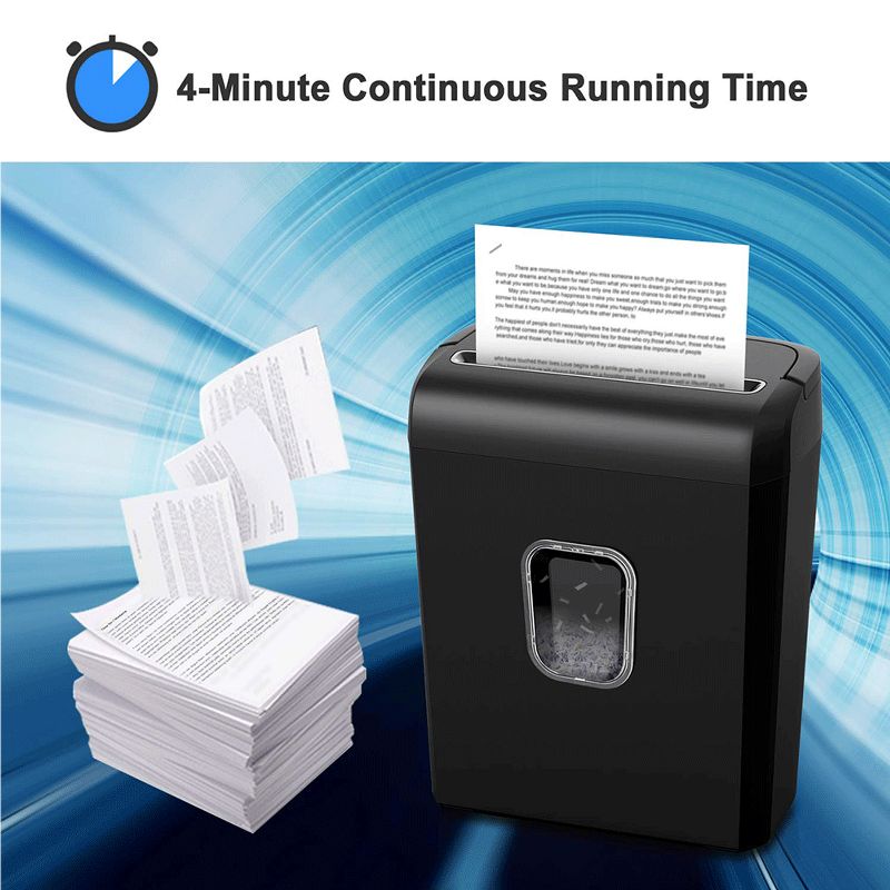 Bonsaii C234-A Portable 8 Sheet Cross Cut Paper, Card, Paper Clip and Staple Shredder Bin w/ Handles, and Large 3.5 Gallon Capacity Wastebasket, Black