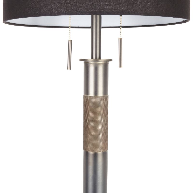 Trophy Industrial Floor Lamp with Gun Metal Linen Shade Black (Includes LED Light Bulb) - LumiSource
