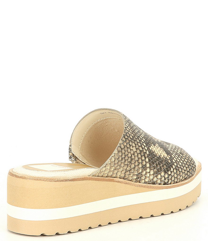 Dolce Vita Freda Snake Print Leather Wedge Sandals