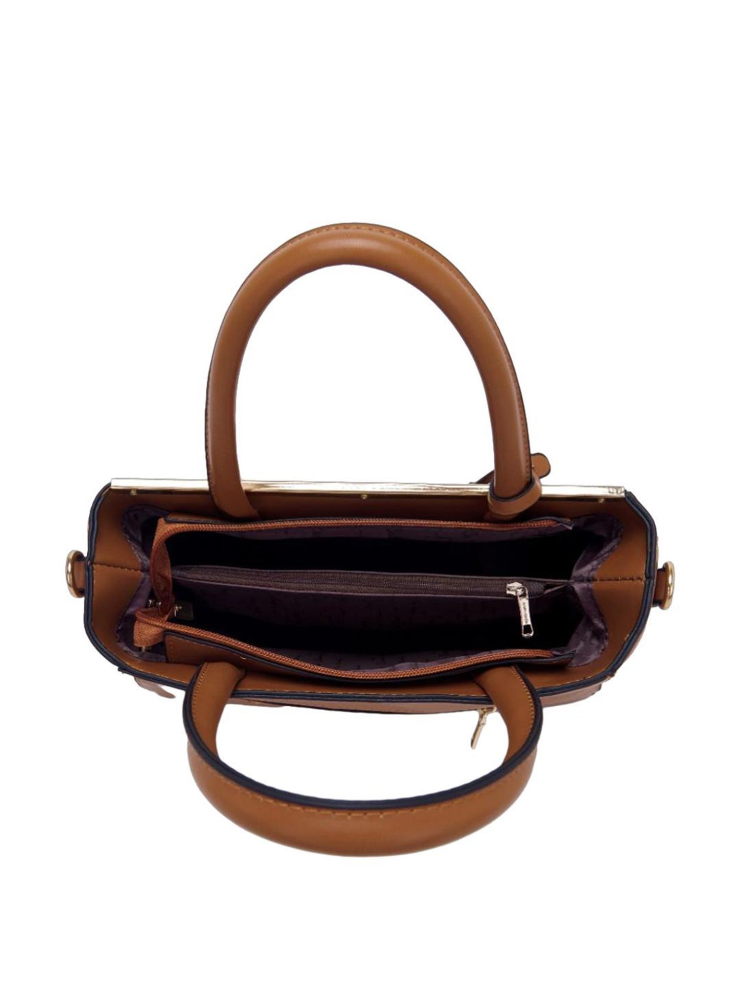 Pierre Cardin Tan Solid Satchel Handbag