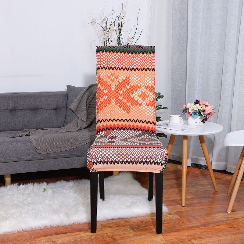 1 Pc Polyester Spandex Floral Print Fit Home Dining Chair Slipcovers Multicolored  - PiccoCasa