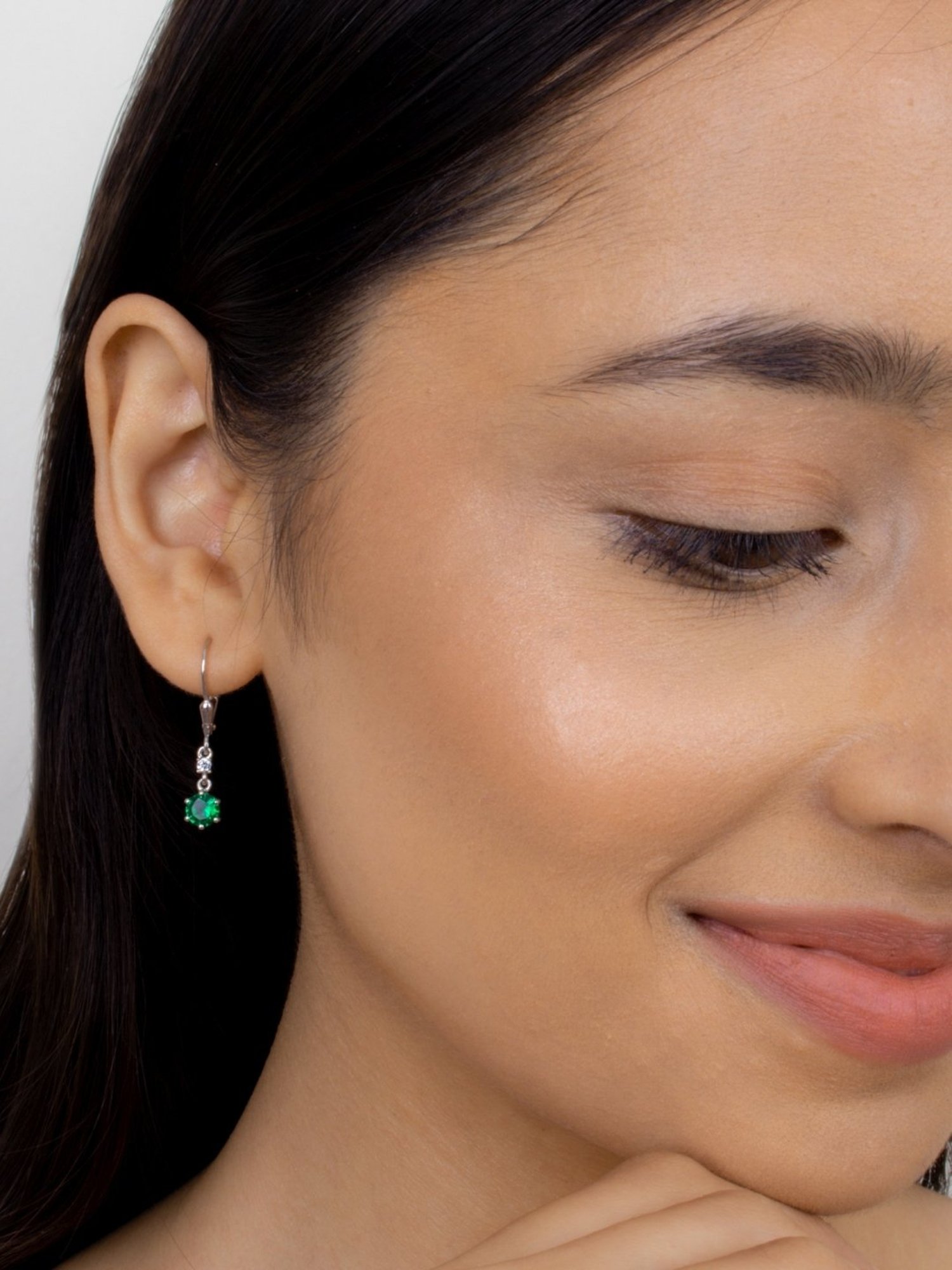 Ornate Jewels 92.5 Sterling Silver Emerald Earrings for Women