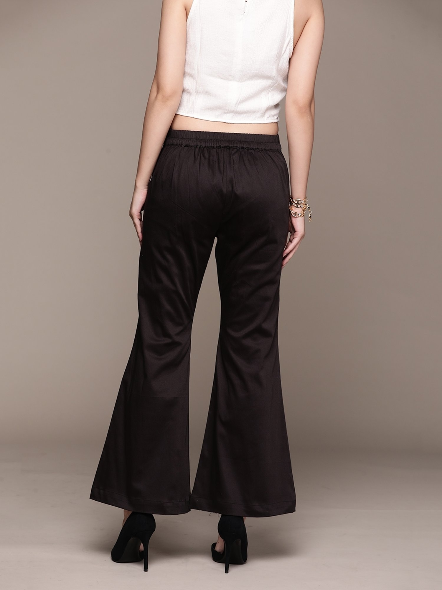 aarke Ritu Kumar Black Cotton Blend Solid Pant