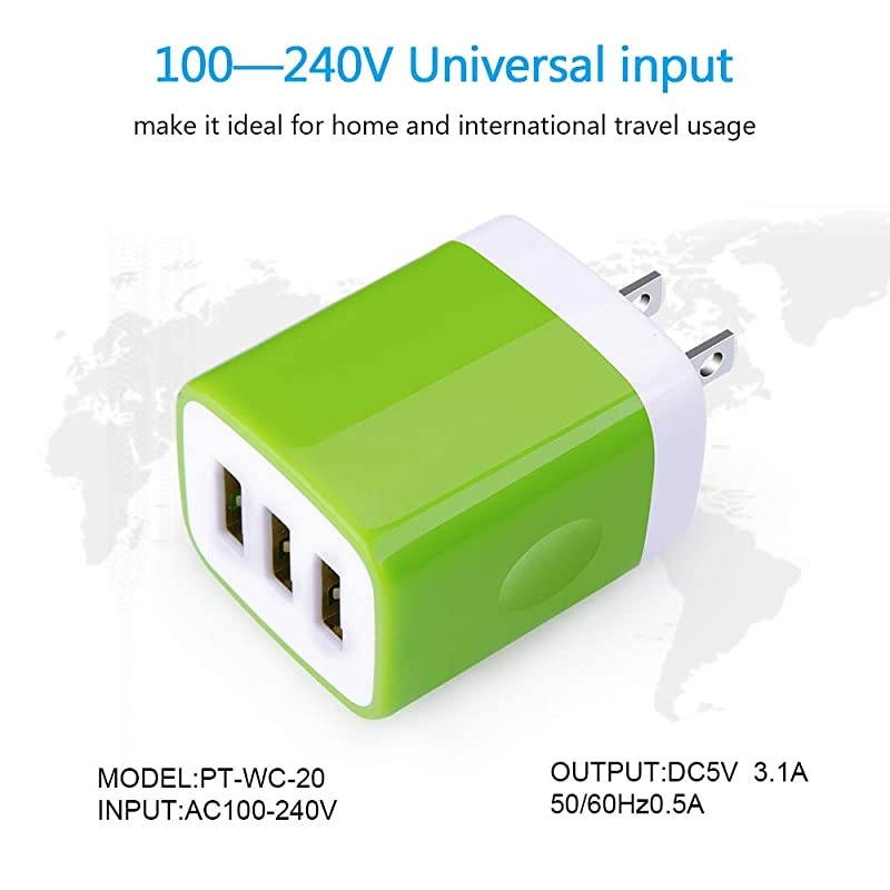 Wall Charger Plug Charger Block  2Pack 31A Multi Port USB Wall Charger Box Charging Cube Brick Compatible iPhone 11 XS X 8 7 6 Plus iPad Samsung Galaxy S20 FE S10e S9 S8 S7 Note20 Ultra LG