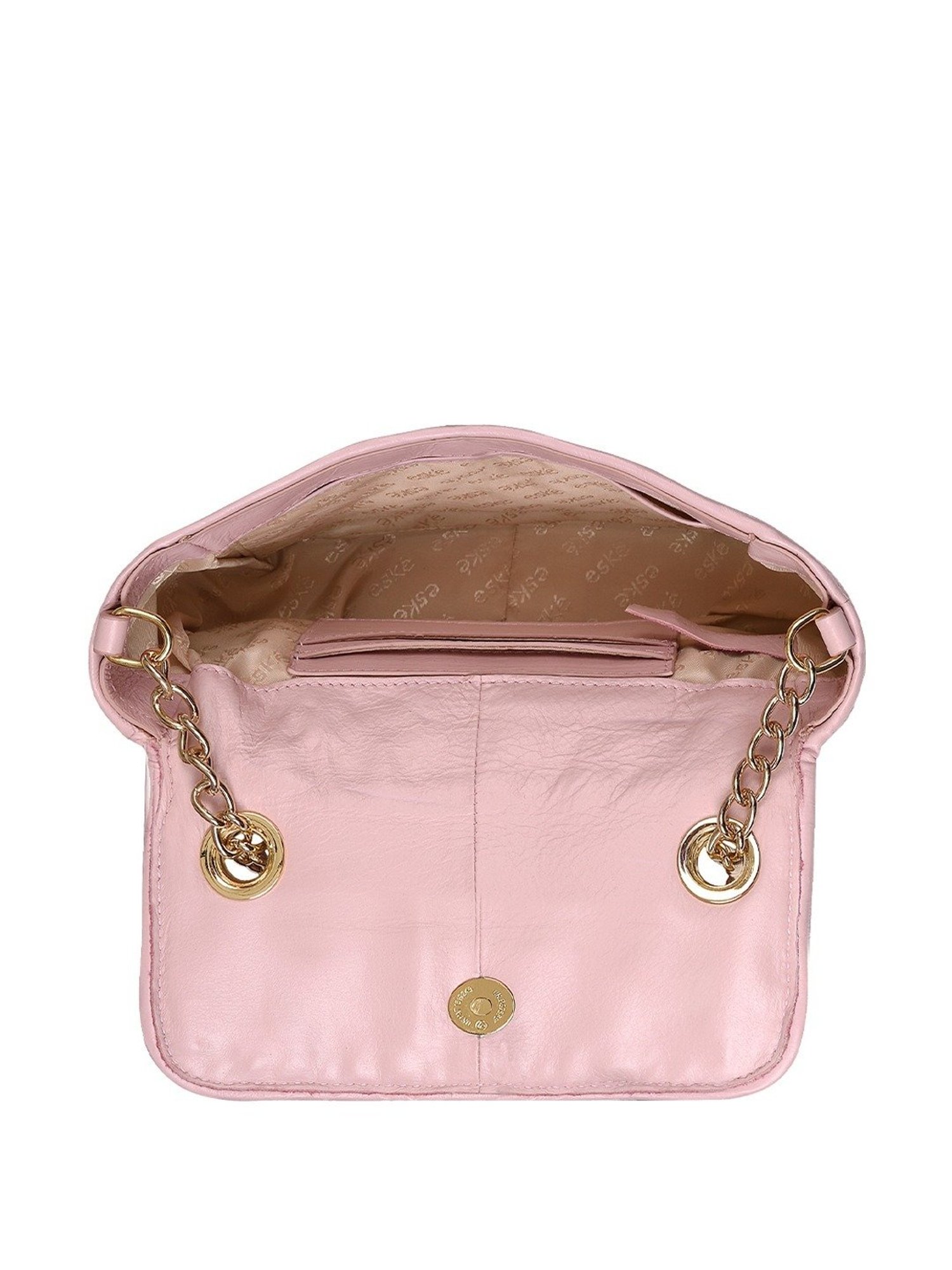 Eske Paris Pink Quilted Medium Sling Handbag