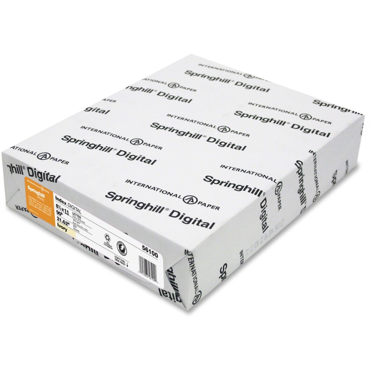 Springhill Digital Index Color Card Stock 90 lb 8 1/2 x 11 Ivory 250 Sheets/Pack