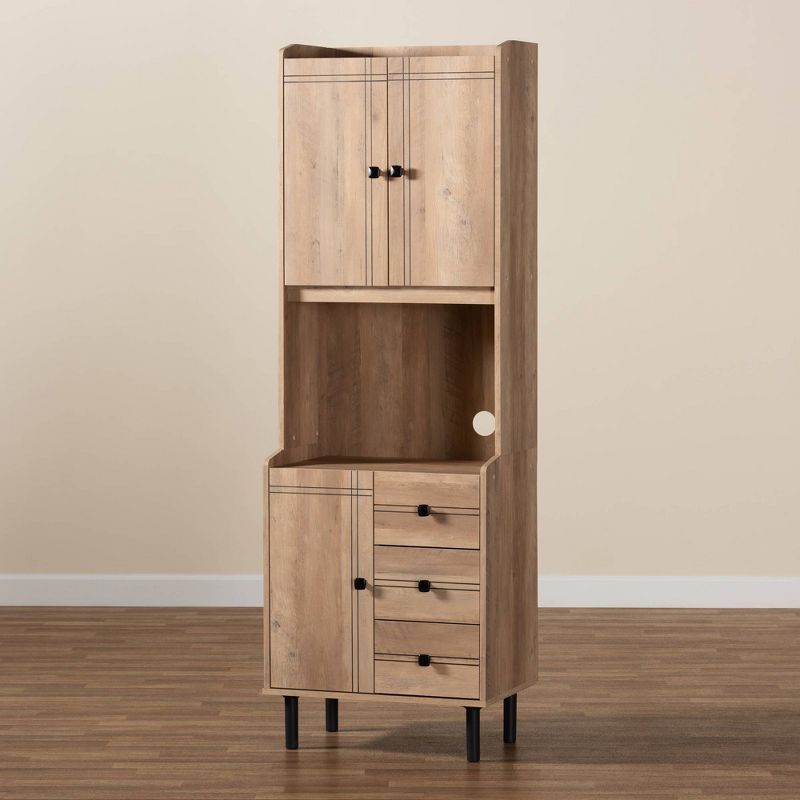 Patterson 3 Drawer Kitchen Storage Cabinet Oak/Brown - Baxton Studio