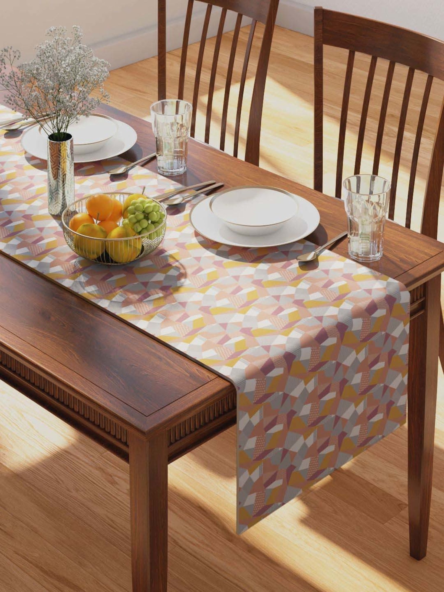 Petal Home Origami Multicolor Cotton 300 GSM Table Runner