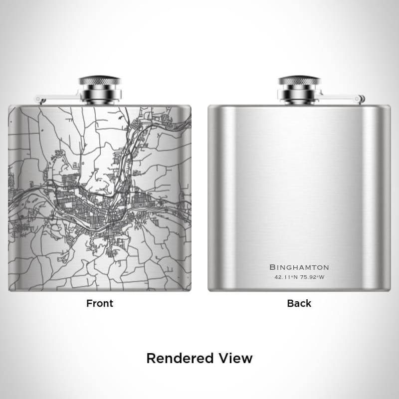 Binghamton - New York Map Hip Flask
