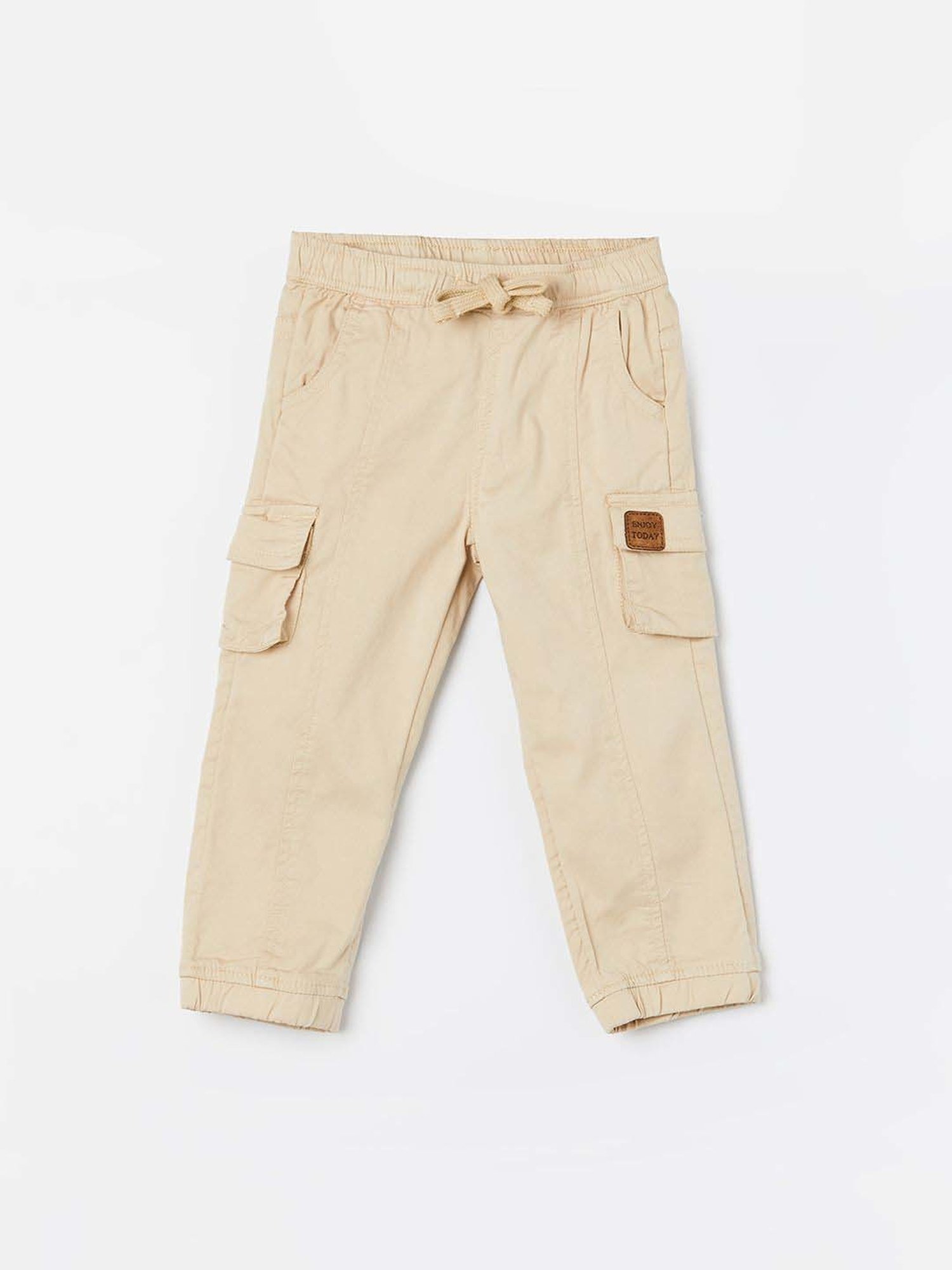 Juniors by Lifestyle Boys Beige Cotton Solid Woven Bottom