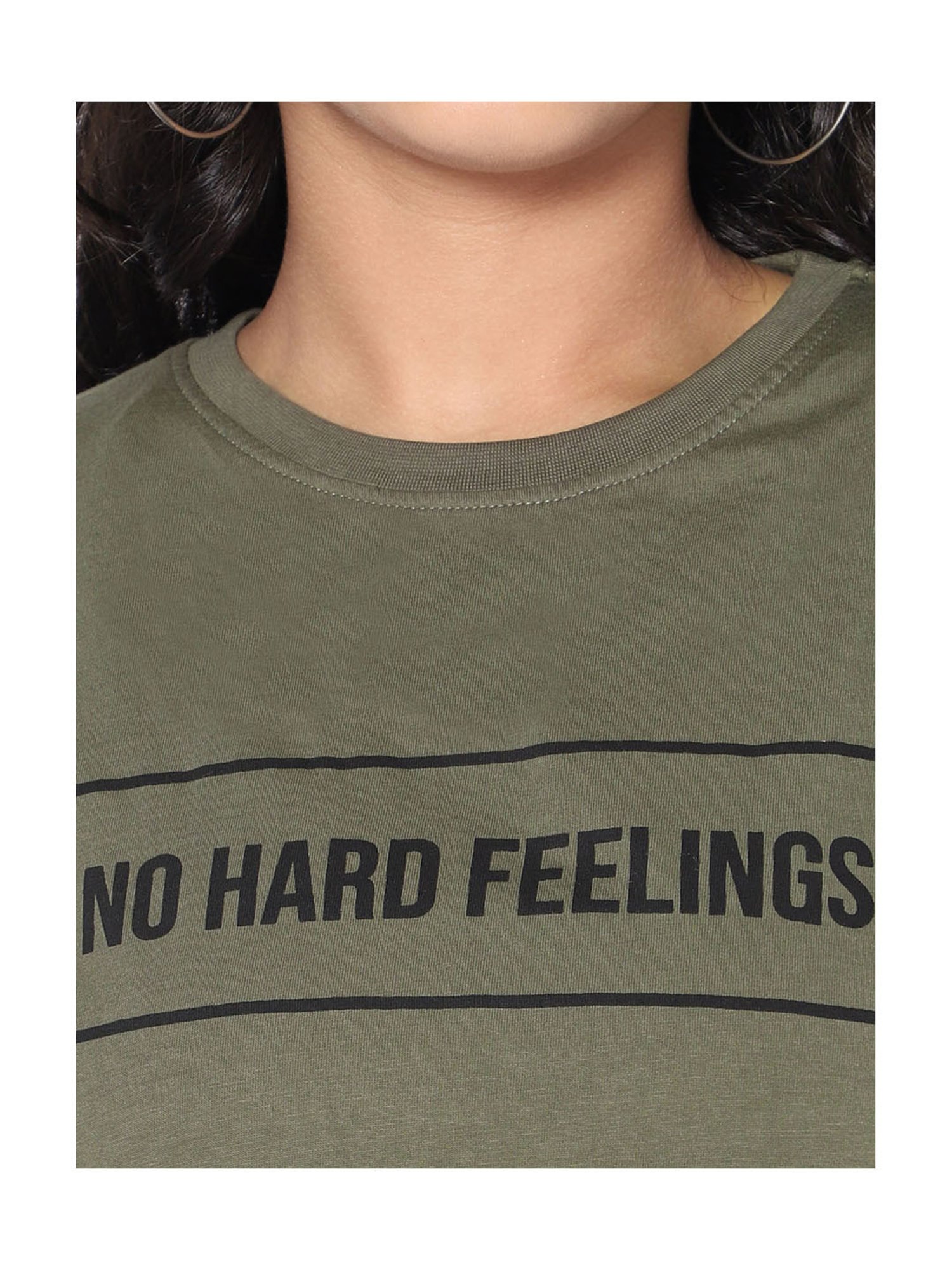 TeenTrums Girls Olive Graphic Print Top