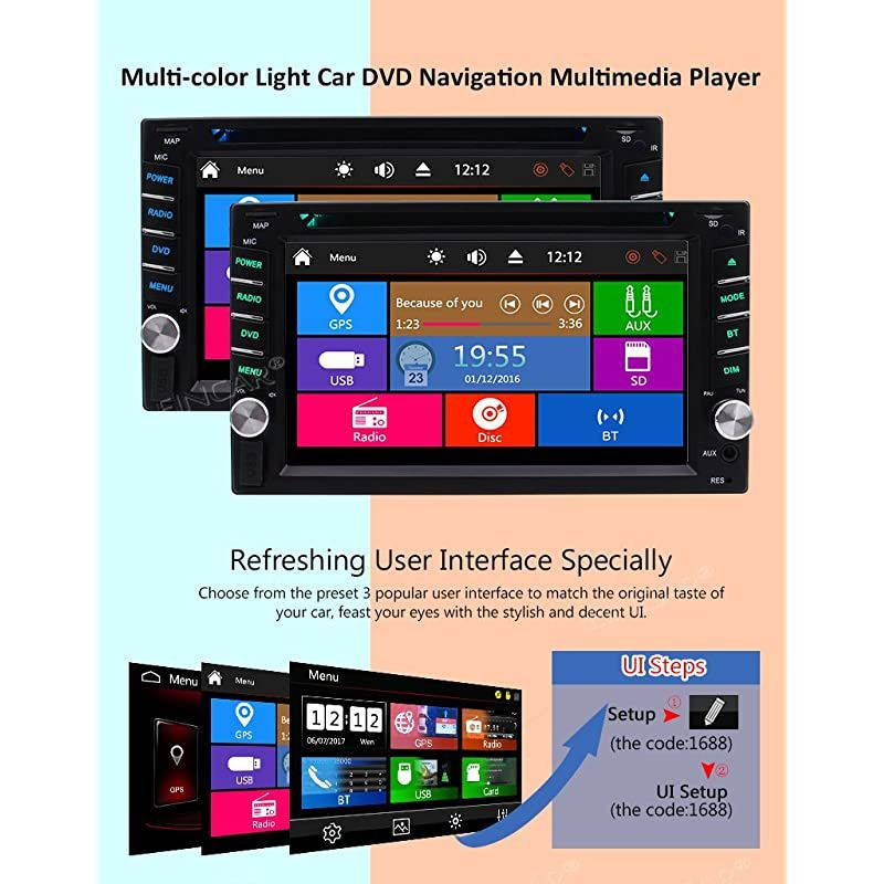Double 2 Din Car Stereo GPS Navigation Capaicitve Touchscreen Car Radio in Dash Bluetooth Head Unit 6.2 inch Car DVD CD Player MP3 USB Map Card Remote Wireless Reverse Camera