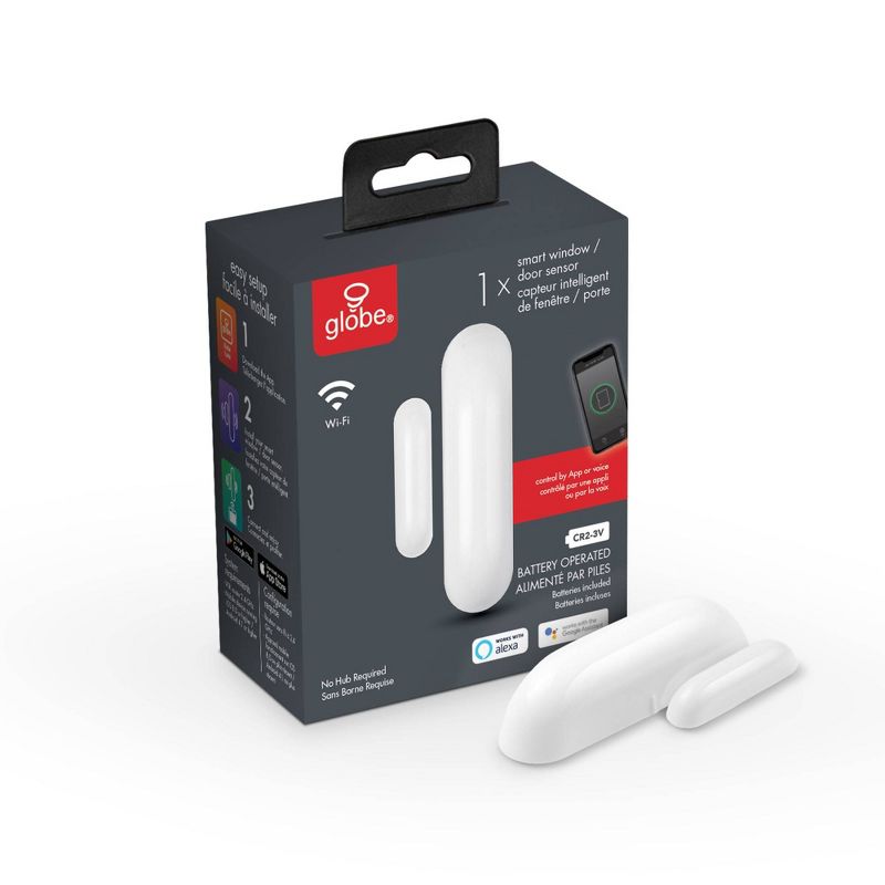 Smart White Wi-Fi Enabled Voice Activated Battery Operated Door and Window Sensor