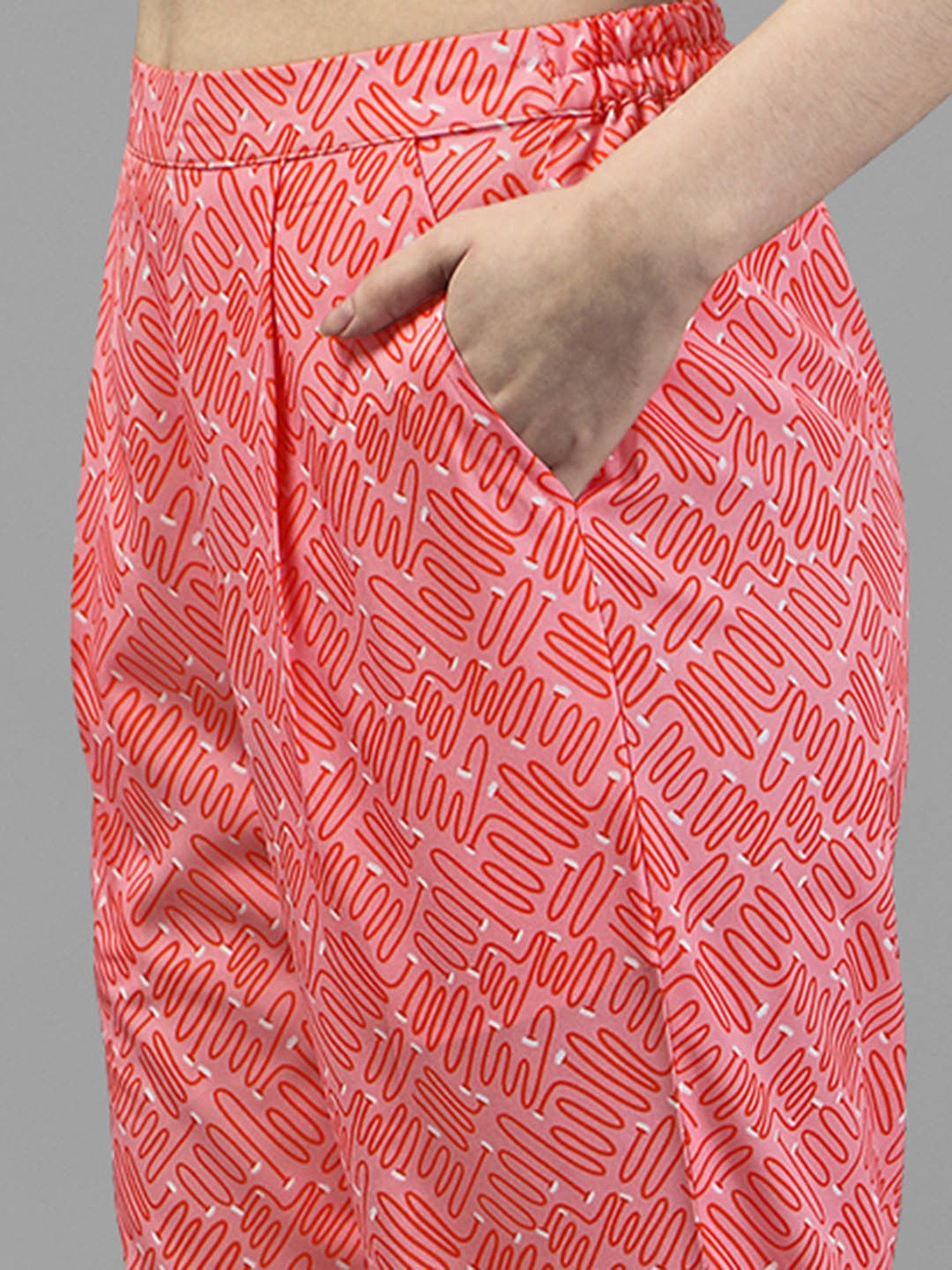 MASAKALI.CO Red Printed Top With Trousers