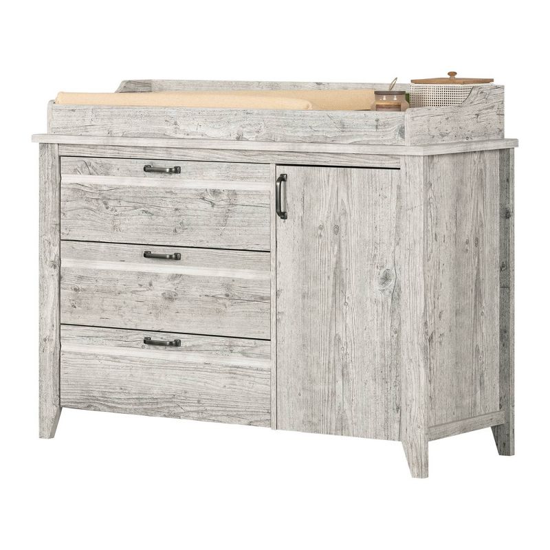 Hankel Changing Table - Pure White and Weathered Oak - South Shore