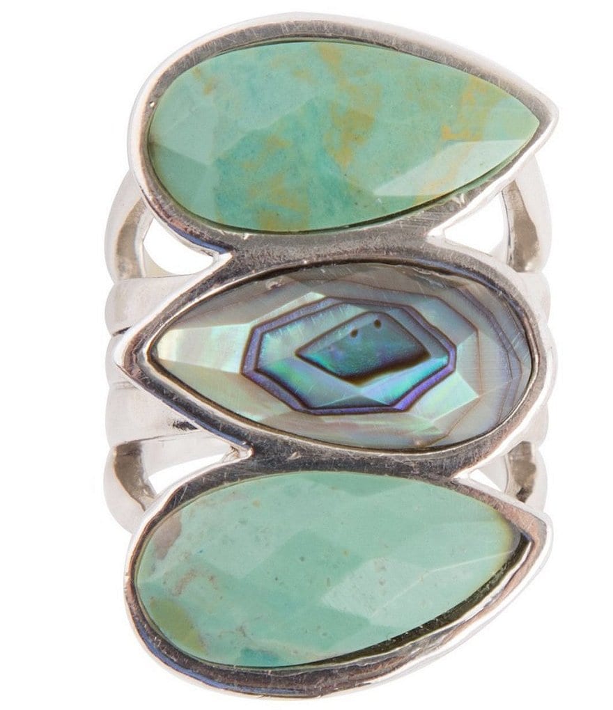 Barse Genuine Turquoise and Abalone Statement Ring