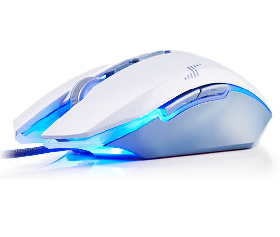 Dare-U 2000DPI 7-Programmable Keys LED Backlight(4-Colors) USB Wired Advanced Ambidextrous Wrangler Gaming Mouse-White
