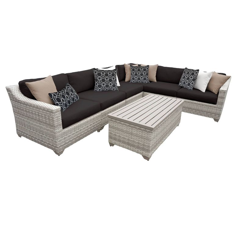Fairmont 7pc Patio Sectional Seating Set with Cushions - Black - TK Classics