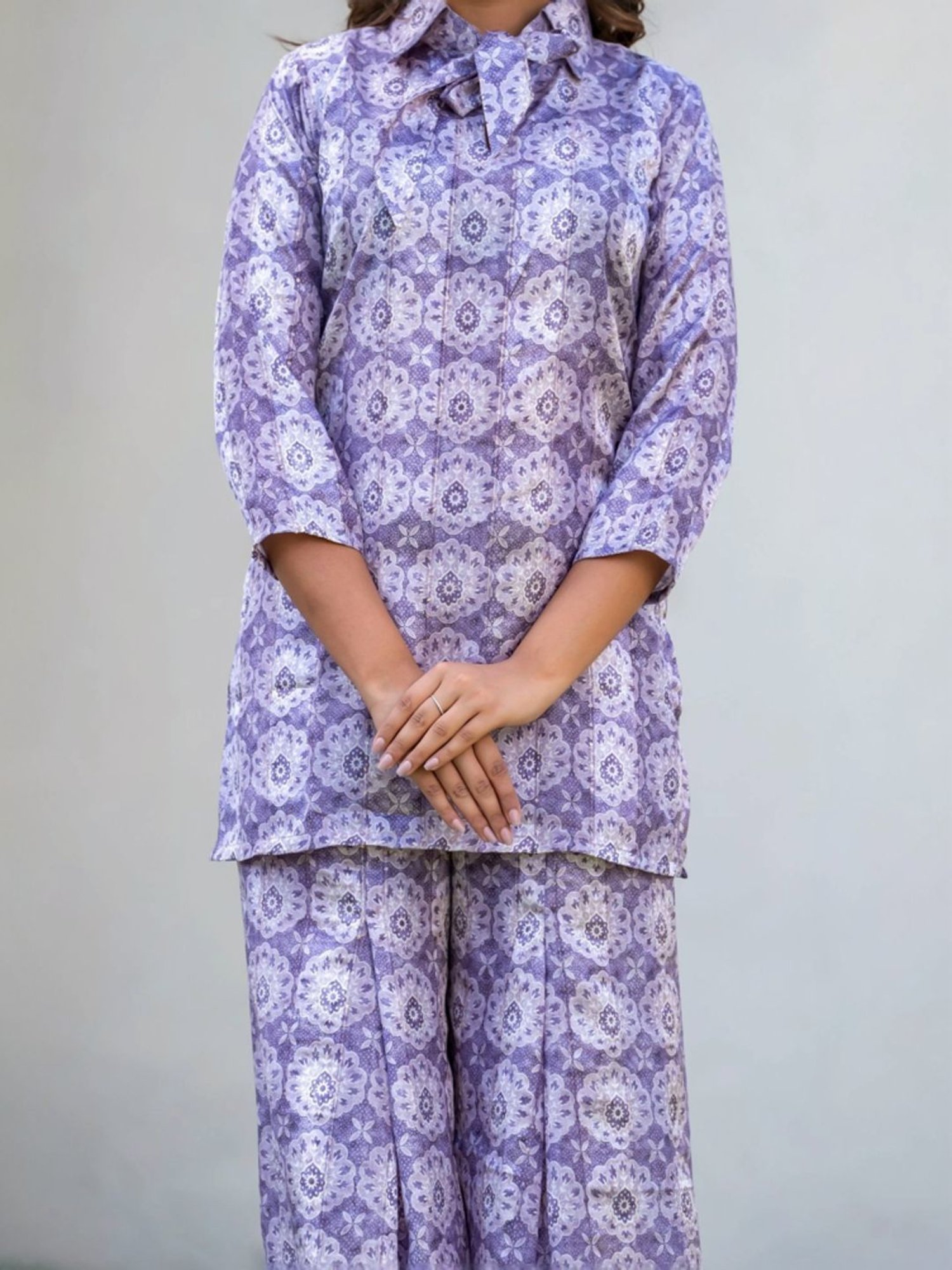 HOUSE OF JAMOTI Purple Printed Tunic Palazzo Set